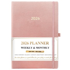2026 Planner - Monthly and Weekly Planner 2026, Jan.2026 - Dec.2026, 8.5" x 5.7", Weekly & Monthly Planner with Tabs, Holidays, Daily Organizer - Pink