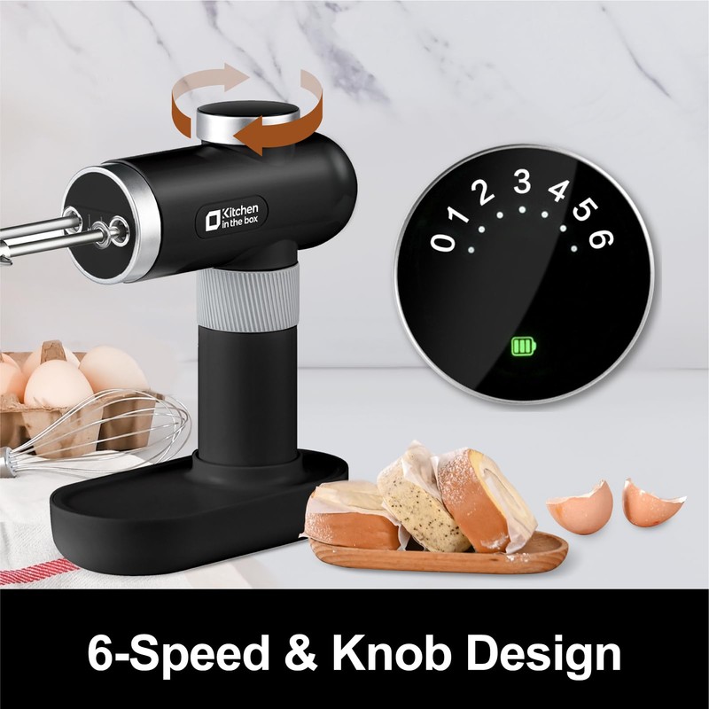Kitchen in the box Cordless Rechargeable Hand Mixer for Kitchen,