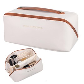 PACKOVE Large Capacity Storage Bag Handheld Makeup Bag Pu Travel Toiletry Organizer for Women Multi-functional Travel Must Haves