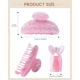 ACECHA 4 Pack Acrylic Hair Claw Clips for Women, 3.1" Shiny Nonslip Hair Grip Hairclips for Thin and Thick, Banana Barrettes Hair Clups Strong Hold Hair Accessories (White, Pink, Green, Light Green)