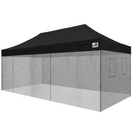 Eurmax USA Screen Wall Food Service Canopy Wall Kit for 10 x 20 Pop Up Canopy Tent,Enclosure Mesh Wall Kit 4 Walls ONLY,NOT Including Frame and Top(Black)