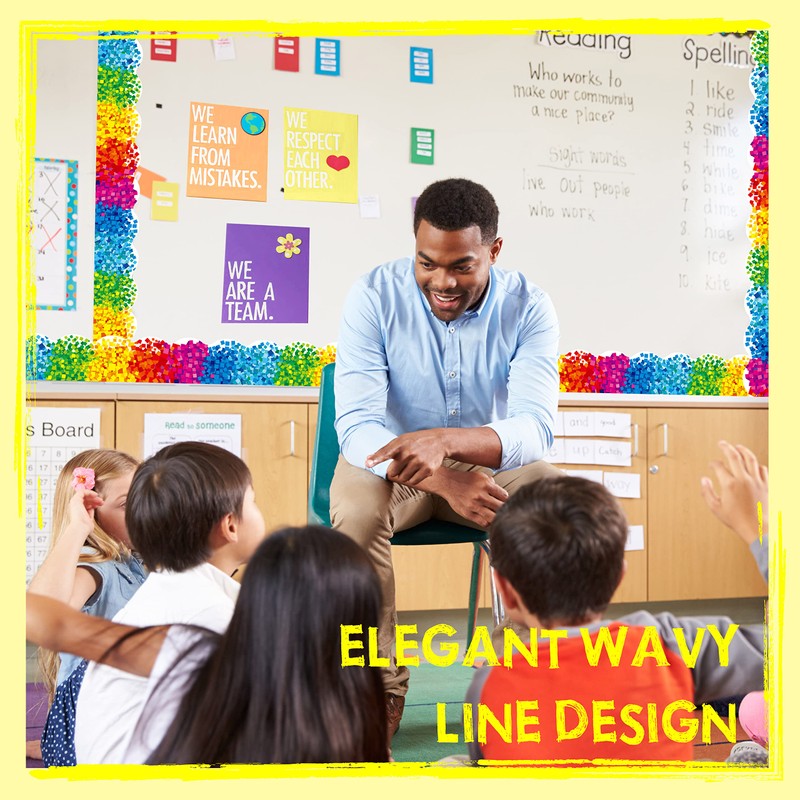 ERKE 60 Feet Bulletin Board Borders, Confetti Scalloped Rolled Border