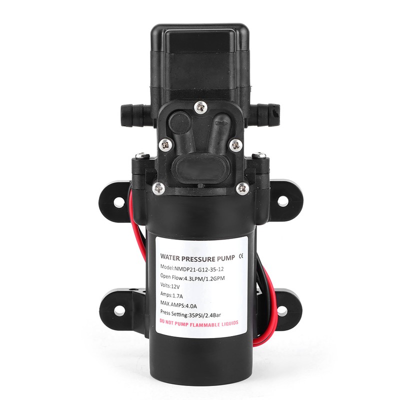 12V DC 1.2GPM 35PSI Diaphragm Pump High Pressure Self Priming