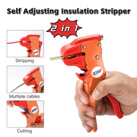 LIUJINCAN Automatic Wire Stripper and Cutter, Self Adjusting Insulation Stripper Tool 2 in 1 for Heavy Duty Electronic and Automotive Repair (Orange)