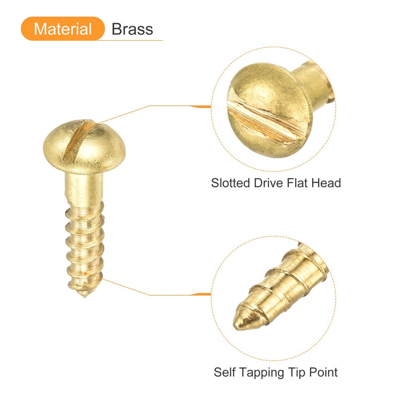sourcing map Wood Screws M2.5 x 10mm Slotted Round Head