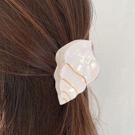 Ocean Shell Hair Clips White Seashell Hair Claw Clips Beach Cute Hair Accessories Non Slip Strong Hold Small Acrylic Hair Clamps Summer Design Cute Hairpin Fashion Hair Styling Decorations for Women