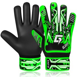 GLOVIX Kids Goalkeeper Gloves for Boys & Girls–Junior Football Goalie Gloves with Super Grip Latex Palm, Breathable Mesh & Secure Wrist Strap–Youth Soccer Gloves for Training & Matches (Green, 4)