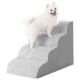 Mihikk Best Stairs Ramp Curved 4Step Dog Steps for Small Dogs and Cats, Pet High Beds