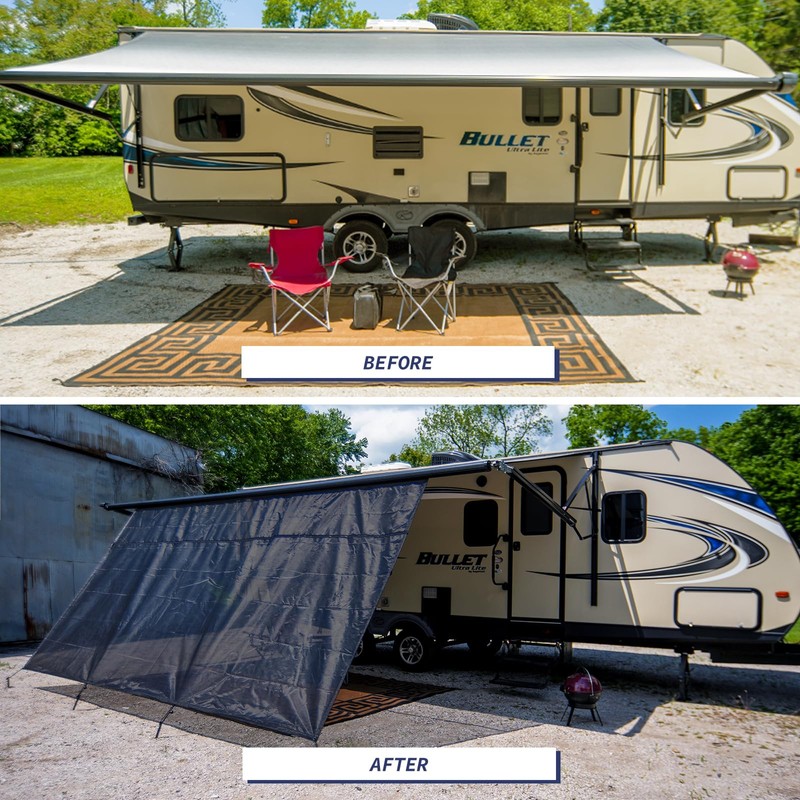 NAIMORUI RV Awning Shade Screen with Zipper, 8'X14'3" RV Awning