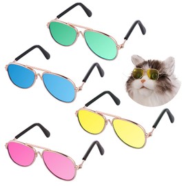 Molain Cat Sunglasses- Pet Puppy UV Protection Sunglasses Dolls Sun Glasses, Small Dog Cosplay Photo Props Cute Sunglasses (4Pcs Sunglasses)