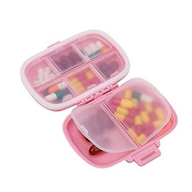 8 Compartments Pill Box Mini Size Wheat Straw Fashion Travel Pill Box Vitamin Organizer Dual Layer Foldable Design Food Grade Safe PP Material Lightweight 1 Piece