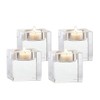 Odowalker 4 Pcs Clear Crystal Candle Holders, 2×2×1.6 inch Square