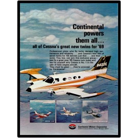 1969 Cessna Model 421A Ad 9" x 12" Metal Sign