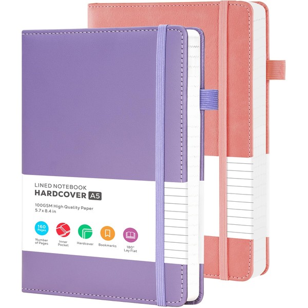 FOCUS DAY 2 Pack A5 Notebook Journals for Women, A5