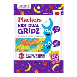 Plackers Kids Flossers Wild Berry Flavor, 75 Count - Packaging may vary