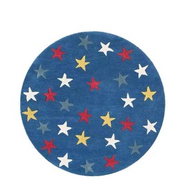 Poowe Blue Star Kids Area Rug Educational Learning Carpet Fun Rug Children Area Rug for Playroom & Nursery (31.5" Round)