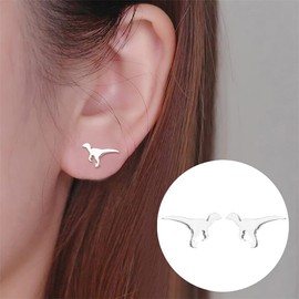 Minimalist Small Dinosaur Stud Earrings for Women Stainless Steel Hypoallergenic Tiny Cute Animal Dragon Cartilage Tragus Post Fashion Polished Christmas Valentine Dainty Jewelry