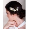 Chargances 3pcs Flower Wedding Hair Pins Green Leaf Crystal Bridal