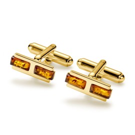 Mens Gold Plated Silver Amber Cufflinks In Gift Box, Silver Silver amber