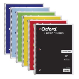 TOPS Cuaderno con espiral, College Rule, 10.5 x 8 pulgadas, 70 hojas por cuaderno, paquete de 6 (65007)                                               