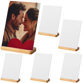 Vercraft 6 Pack Valentine's Day Picture Frame Sublimation Photo Frames Blanks Metal Picture Frames with Wood Base DIY Photo Prints for Family Happy Winter Holiday Desktop Party Gift Decoration(4×6)