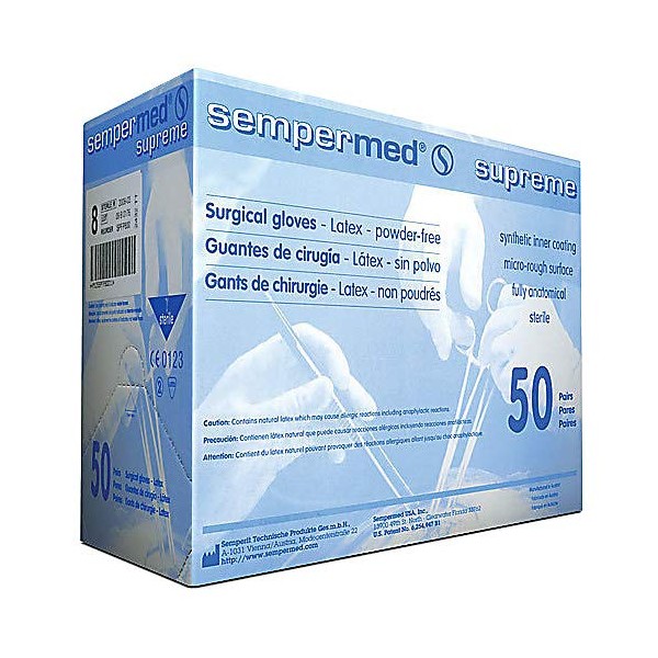 Sempermed SPFP600 Supreme Latex Glove, Powder-Free, Surgical, Size 6 (Pack