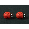 Miniblings Ladybird Beetle Stud Earrings Easter Wooden Extra Connectors