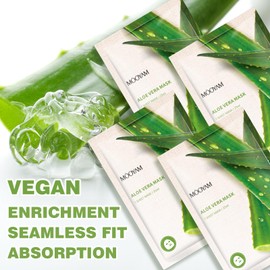 Pack of 10 Sheet Aloe Vera Face Masks, Hydrate, Moisturizing, Beauty Face Care Masks Skincare with Vegan Plant Extracts
