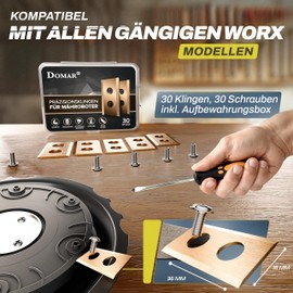 Domar - Durable Robotic Lawnmower Blade Suitable for Worx Landroid Including Screws I Improved Robotic Lawnmower Specially for Lawnmower Robots, Landxcape, Einhell I 30 Replacement Blade Blades