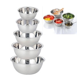 5Pcs Stainless Steel Mixing Bowls Set for Kitchen, Dishwasher Safe Nesting Bowls, Metal Kitchen Bowl for Cooking, Baking, Meal Prepping, Sizes 14,16,20,22,24 cm(Lid not Included) (5 Pcs A)