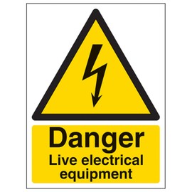 V Safety Danger Live Electrical Equipment - Portrait 150 x 200mm - 2mm Rigid Plastic Safety Sign