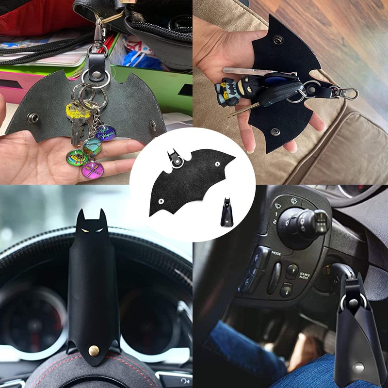 Bat Keyring, Bat Keychain, Leather Keyring for Men, PU Leather