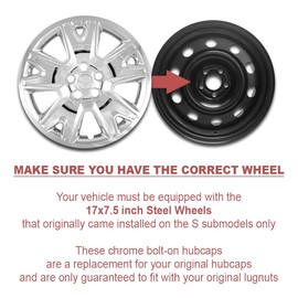 Set of 4 Bolt-On Wheel Covers fit for Ford Escape 2013-2016 5 Spoke 17 inch - Chrome