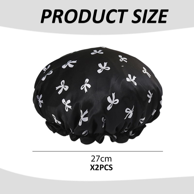 2 Stück Duschhaube Mit Schleife, Wasserdichte Duschhaube, Süße Duschhaube, Wiederverwendbare