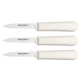 Dexter-Russell 3-Pack S104SC Paring Knives | 3¼" Scalloped Stainless Steel Blades | Textured Slip-Resistant Polypropylene Handles | NSF Certified | Made in USA