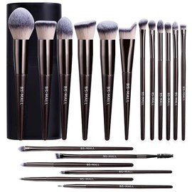BS-MALL Juego de brochas de maquillaje de 18 piezas premium sintéticas para base, polvo, correctores, sombras de ojos, rubor, brochas de maquillaje co
