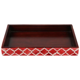 Handicrafts Home Decorative Guest Hand Towel Storage Tray Dispenser, Sturdy Holder for Disposable Paper Napkins - Bathroom Vanity Countertop Organization - 10x6 Inches, Red-White