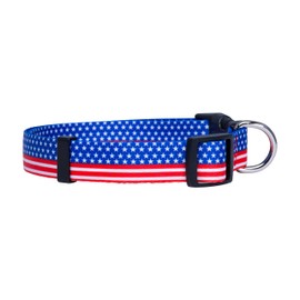(Medium, Flag II) - Native Pup American Flag Dog Collar 4th of July USA Patriotic Flag Pattern 12 Designs