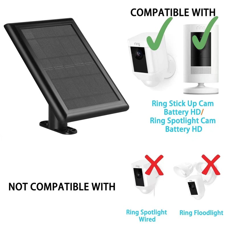 Solar Panel, 5W Solar Panels for Ring Stick Up Cam/Ring