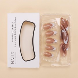 Spring Press on Nails Square White French Tip Fake Nails Floral Acrylic Nails Cute Flower Glue on Nails Square Nails Press ons French Press on Nails Holiday Stick on Nails for Women Girls