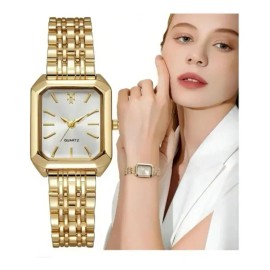 Reloj De Mujer Original Impermeable Moda Dorado