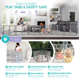 Regalo Plastic 192-Inch Super Wide Adjustable Baby Gate and Play Yard, 4-in-1, Bonus Kit, Includes 4 Pack of Wall Mounts