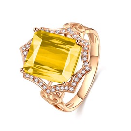 GW Fashion Women Ring Rainbow Color Ring CZ Rings for Women Size in 6# to 10# (Yellow, 9)