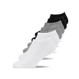 Snocks Unisex Trainer Socks Ankle Kids, 3 x white + 3 x black