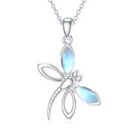 OUTANG Dragonfly Necklace for Women 925 Sterling Silver Moonstone Dragonfly Pendant Ladies Jewelry Gifts