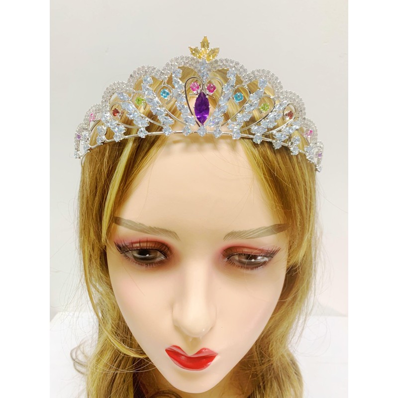 ZECAA Crystal Princess Tiara Crown For Woman, Multi-Gemstone Tiara Crown