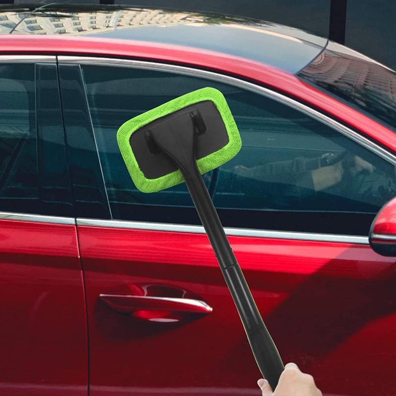 Car Windshield Cleaning Tool – Extendable Handle with 4 Washable