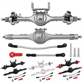 YH2 Aluminum Alloy Front Rear Straight Axles for 1/10 RC Axial SCX10 II 90046 90047 - Black Red Set