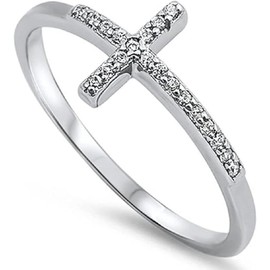 Marsrut Fashion Women White Sapphire 925 Sterling Silver Cross Ring Wedding Jewelry New (8)