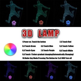 MENG ZHI AO Playing Football Lamp 3D Visual Football LED Nightlight Touch Switch and Remote Control Playing Football Desk Lamp 7 Changing Colors Kids Lamp with USB Charger Battery for Your Kids Gift